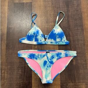 Triangl Blue White Tie Dye Bikini Set Women’s Swimwear Size Small